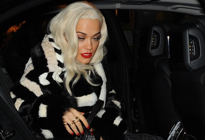 Rita Ora's furry Tom Ford Fall 2013 coat