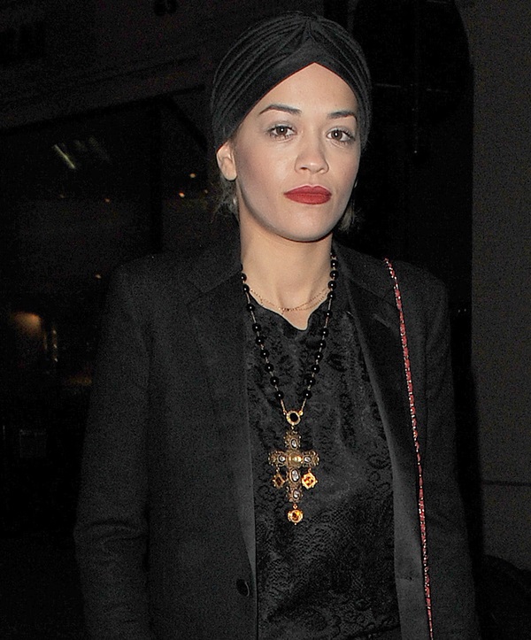 Rita Ora rocking a black turban