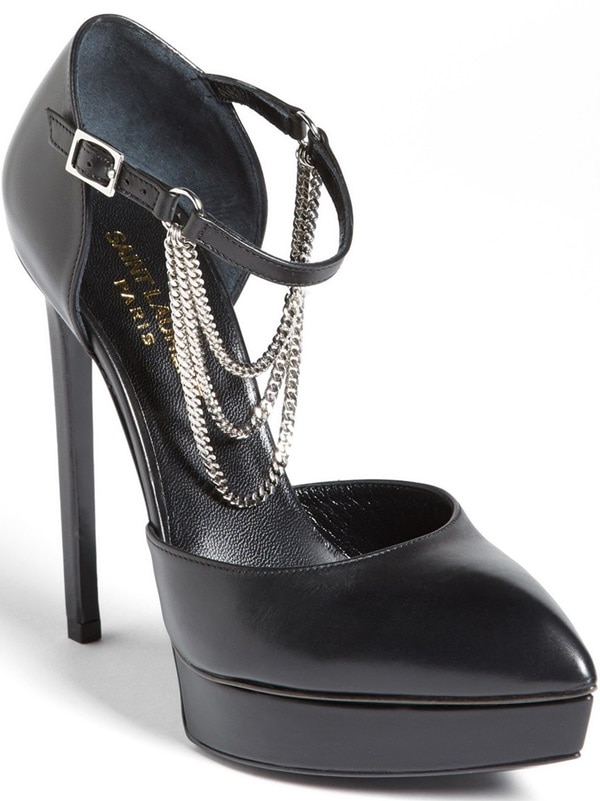 Saint Laurent "Janis" Chain-Detailed Platform Pumps in Black