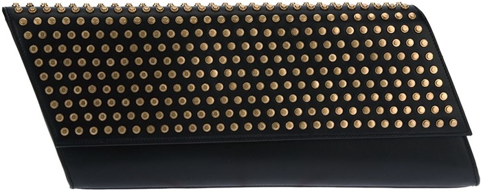 Saint Laurent Diagonale Gold Studded Diagonal Black Leather Clutch