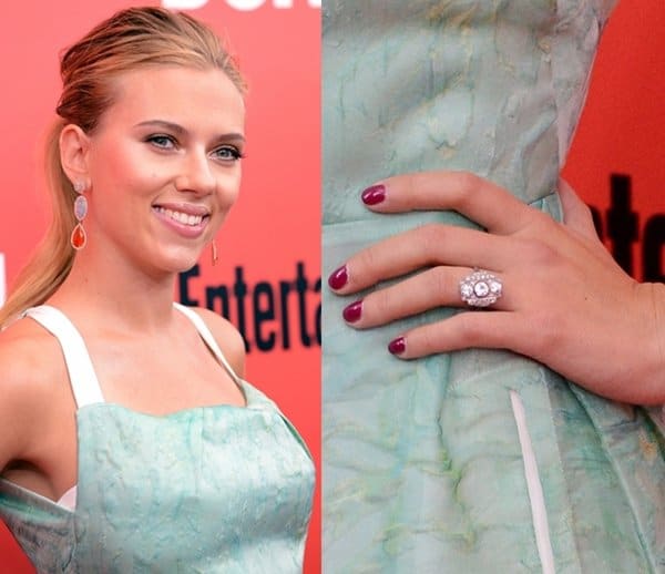 Scarlett wasn't shy about showing off her gorgeous art deco engagement ring