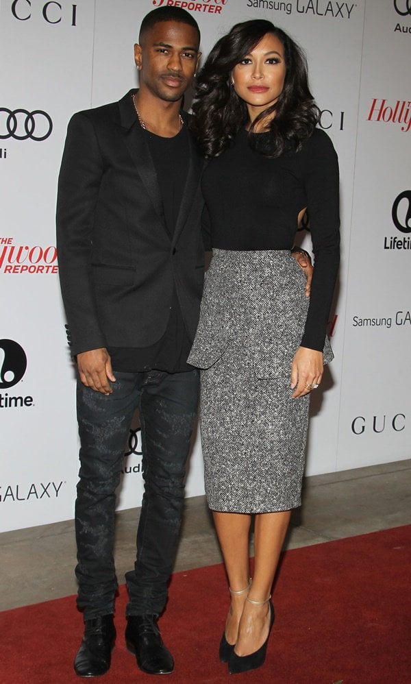 Sean Michael Leonard Anderson, known professionally as Big Sean, and Naya Rivera at The Hollywood Reporter's Women in Entertainment Breakfast at The Beverly Hills Hotel in Beverly Hills on December 11, 2013