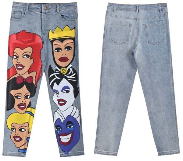 Blue Cartoon Disney Avatar-Print Denim Pants