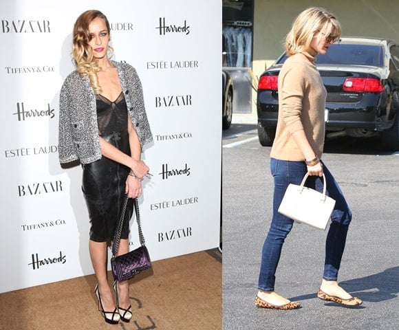 Model Alice Dellal (left) and actress Ali Carter (right) opt for strappy clutches