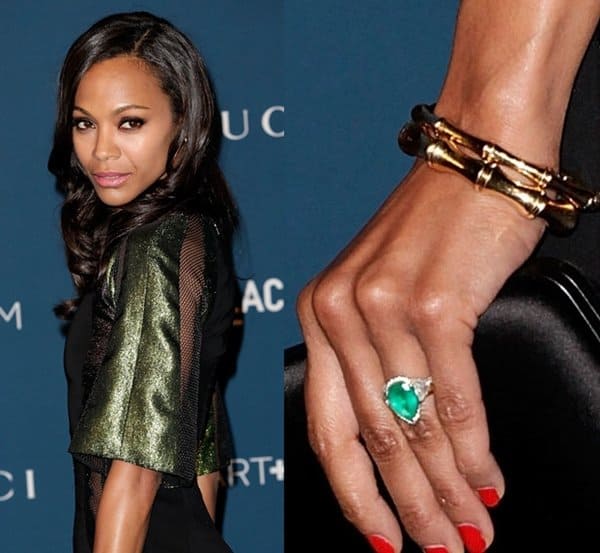 Zoe Saldana's engagement ring at the 2013 LACMA Art and Film Gala