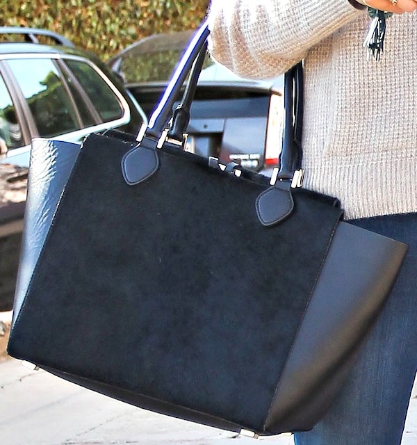Alessandra Ambrosio carrying a Michael Kors 'Miranda' tote in black leather in West Hollywood