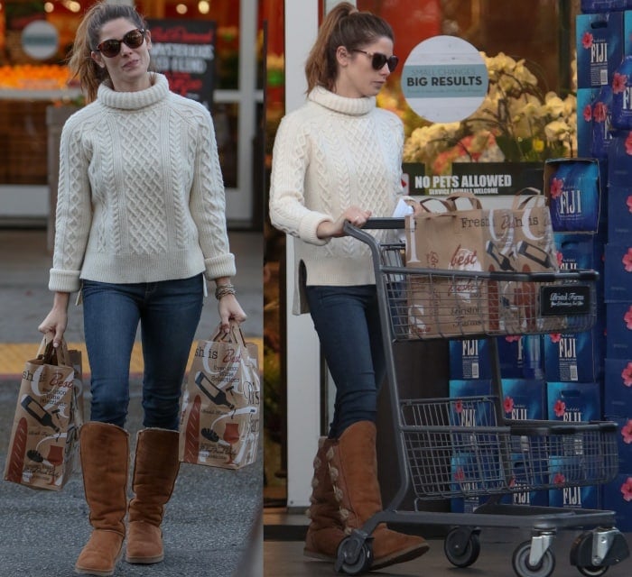 Ashley Greene wearing Ugg boots with jeans