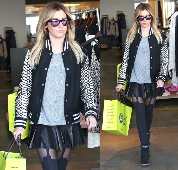 Ashley Tisdale wears her hair down as she goes Christmas shopping