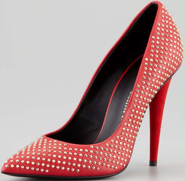 Giuseppe Zanotti "Ester" Studded Pumps in Red