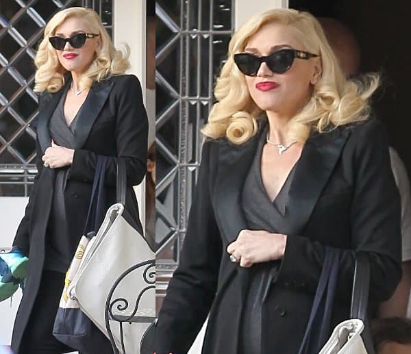 Gwen Stefani channels retro glam in a monotone outfit while on a play date with her sons in Los Angeles on December 21, 2013