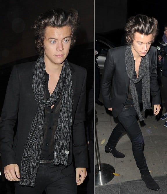 Elegantly Attired Harry Styles at Playboy's 60th Anniversary Celebration: Co-hosted by style icons Kate Moss and Marc Jacobs, this exclusive event at London's Playboy Club on December 3, 2013, showcased Harry's flair for fashion