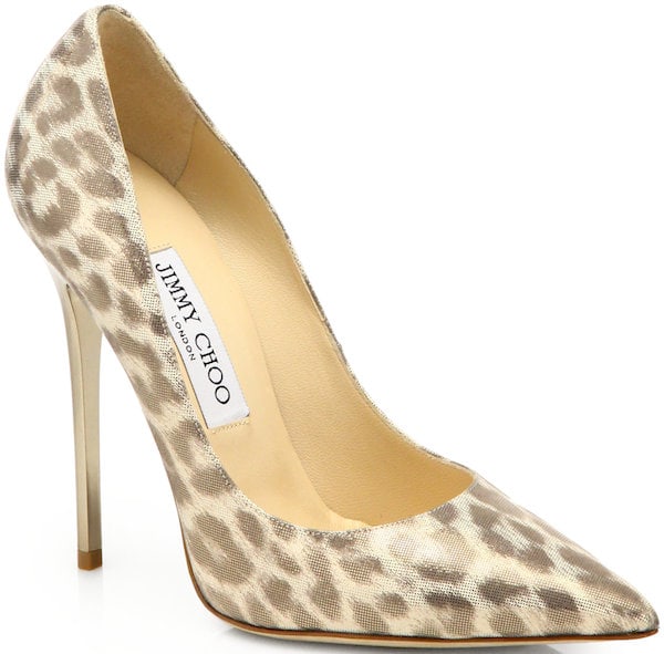 Jimmy Choo "Anouk" Pumps in Leopard Print and Shimmer Leather