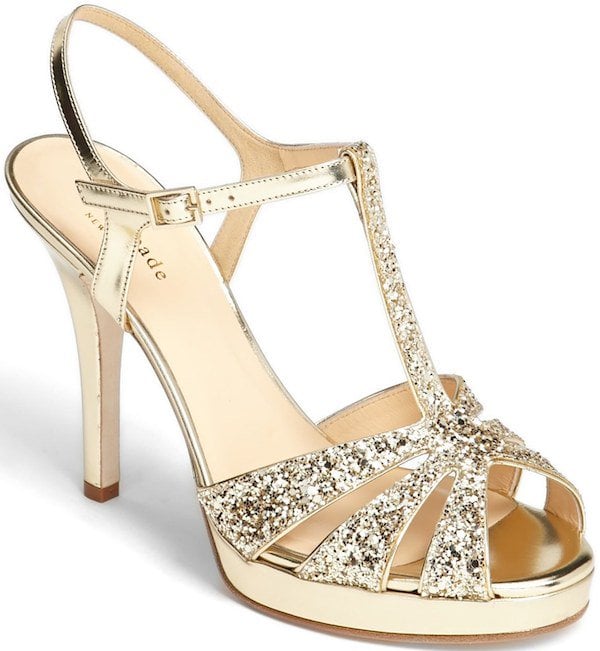 Kate Spade "Rosie" Sandals in Gold Glitter