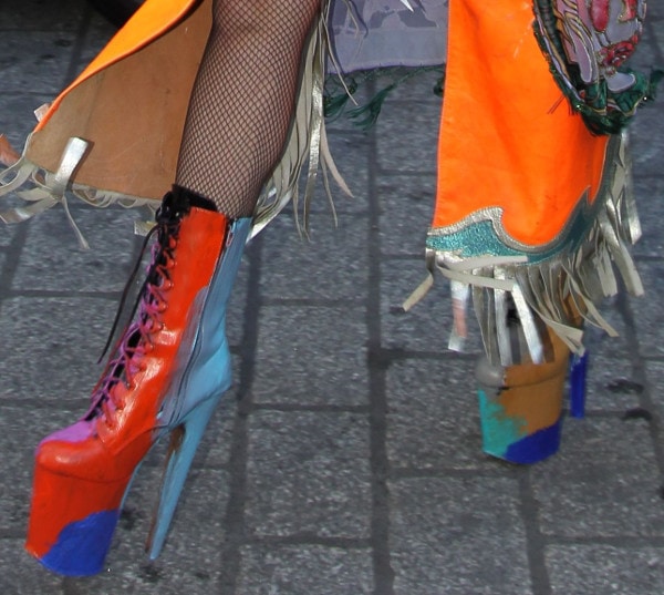 Lady Gaga rocks psychedelic platform boots