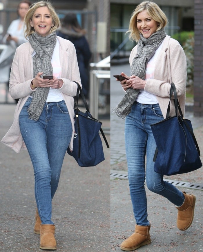 Lisa Faulkner wearing Uggs with jeans