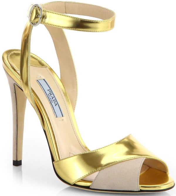 Prada Metallic Leather and Suede Evening Sandals