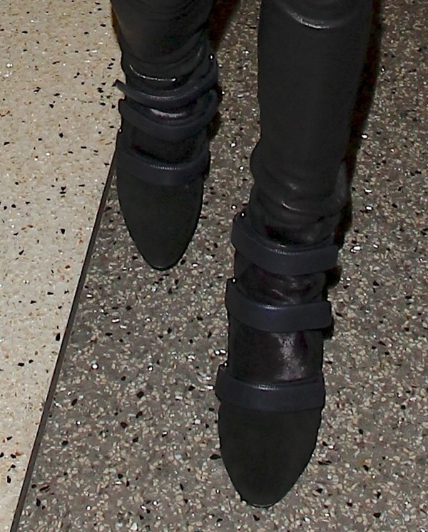 Rosie Huntington-Whiteley's Isabel Marant "Scarlet" boots feature black suede and multiple straps