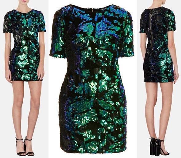 Topshop Sequin Velvet Shift Dress