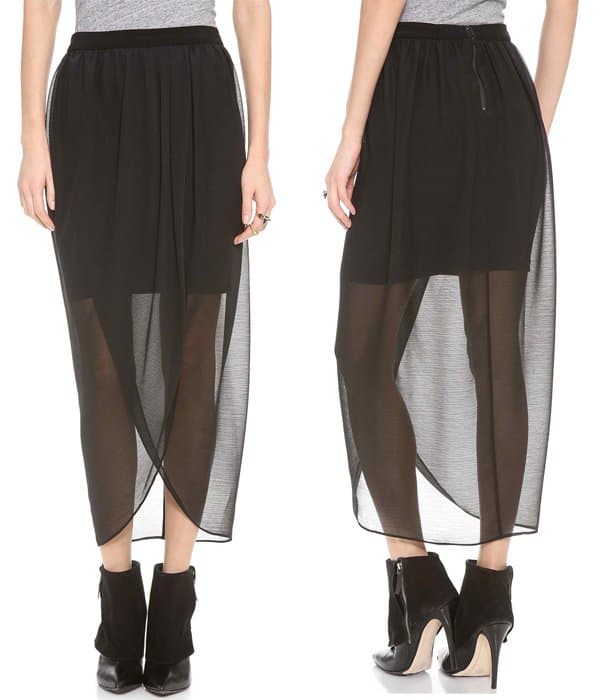 AIR by Alice + Olivia Tulip Drape Front Skirt