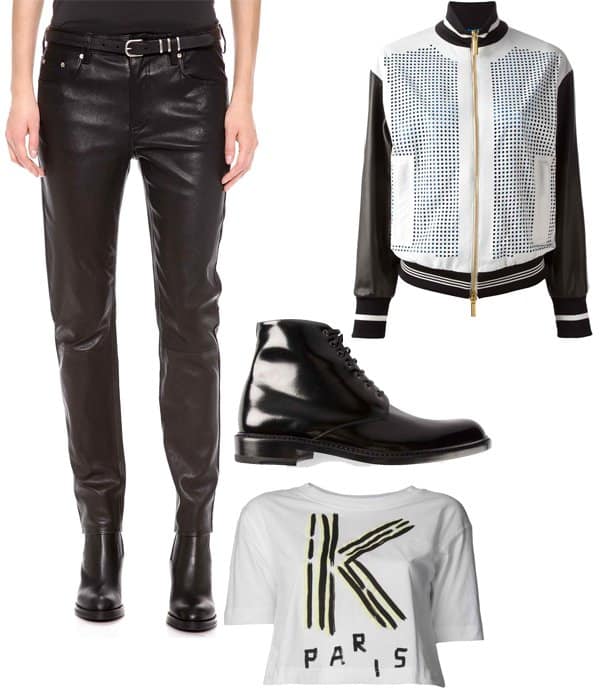 Cara Delevingne inspired outfit with leather pants