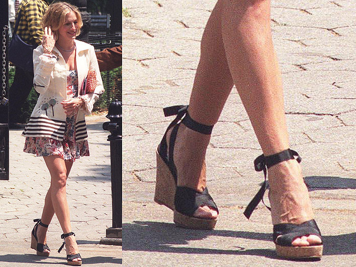 The most perfect satin-strapped cork wedges for a summer stroll in the park