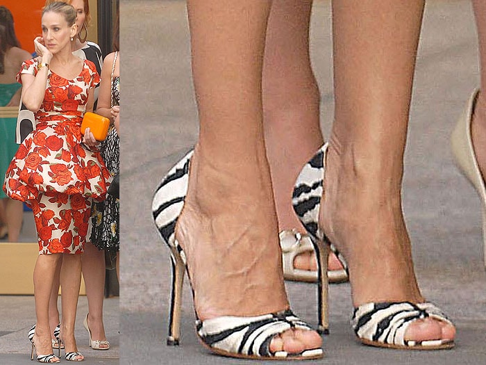 The zebra-print sandals that magically don't look weird with a floral-print dress