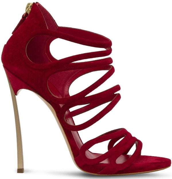 Casadei Evening Cutout Sandals with Iconic Blade Heels
