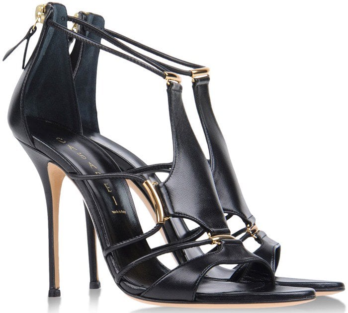 Black Casadei 'Trikini' Sandals in Black Nappa Leather