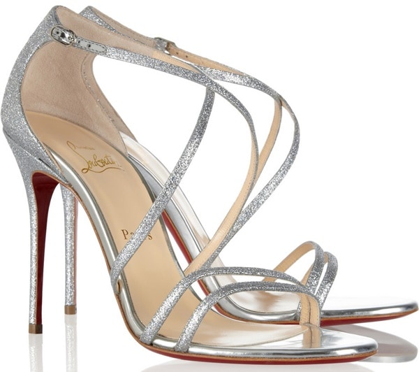 Christian Louboutin "Gwynitta" Open-Toed Sandals in Glitter