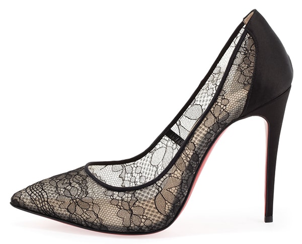 Black Lace and Suede Christian Louboutin "Pigalace" Pumps