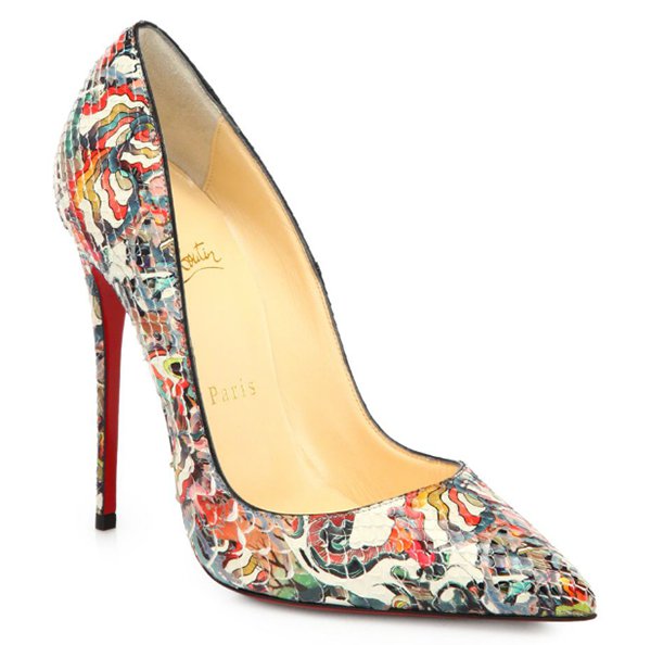 Christian Louboutin "So Kate" Artistic-Print Python Pumps