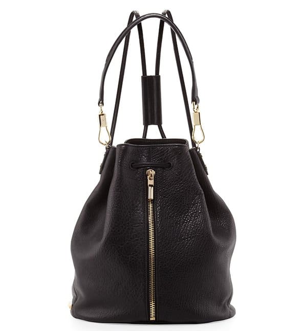 A signature Elizabeth and James bag with a vertical zip pocket and two slim shoulder strap