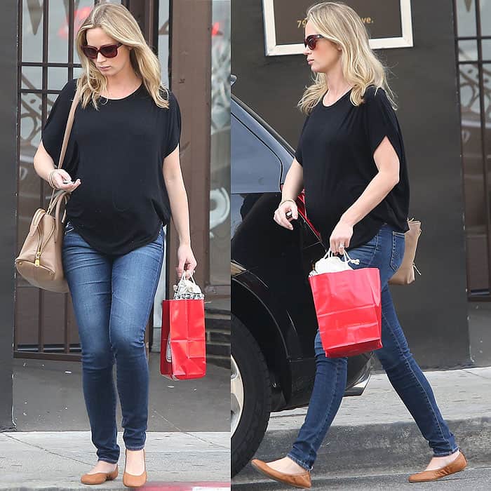 Emily Blunt keeps it casual and comfy in skinny jeans while out shopping