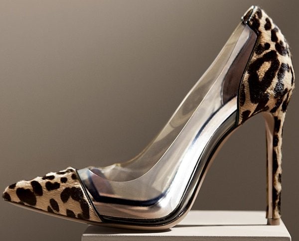 Gianvito Rossi Leopard-Print Calf Hair-PVC Pump