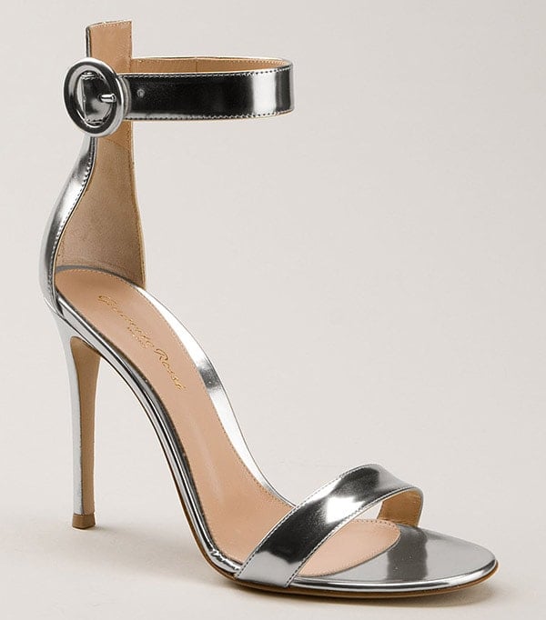 Gianvito Rossi Silver Polished Leather Sandals