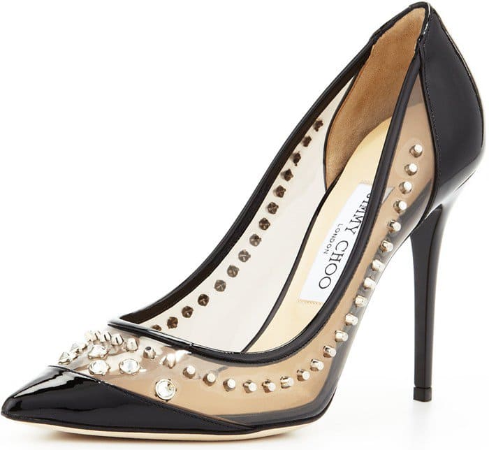 Jimmy Choo "Sparkler" Point-Toe Studded Pumps