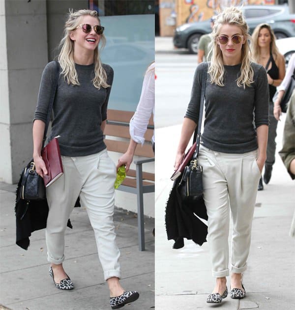 Julianne Hough wears slouchy pants to lunch with friends in West Hollywood