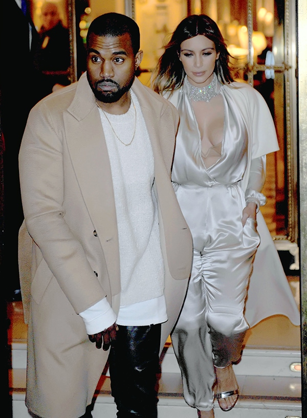 Kanye West and Kim Kardashian dress in matching neutrals in Paris