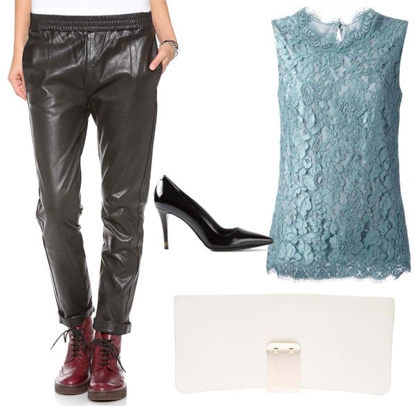 Karlie Kloss inspired outfit with leather pants