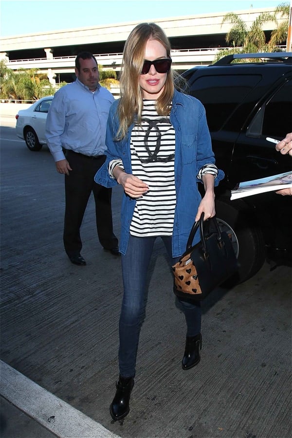 Kate Bosworth wore her striped shirt with an open button-down shirt