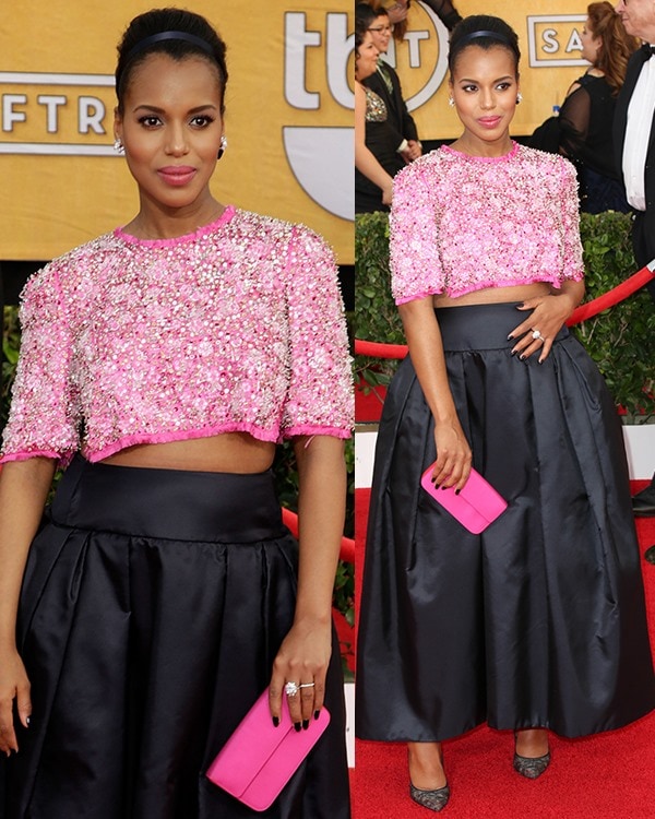 A pregnant Kerry Washington attends the 20th annual Screen Actors Guild (SAG) Awards