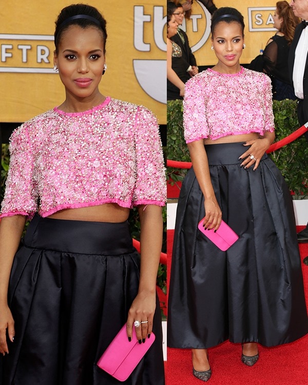 A pregnant Kerry Washington attends the 20th annual Screen Actors Guild (SAG) Awards