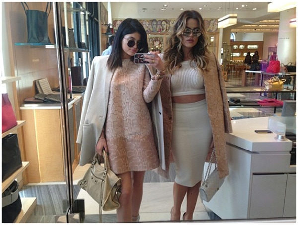 Kylie Jenner and Khloe Kardashian shopping at Barneys New York in Beverly Hills