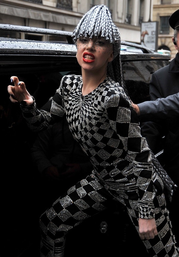 Lady Gaga rocks a vintage Gianni Versace harlequin-print jumpsuit