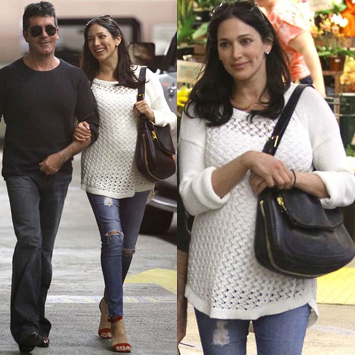 Lauren Silverman with boyfriend Simon Cowell keeps it chic for a grocery run in skinny jeans and red sandals