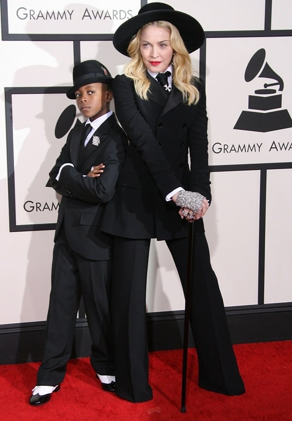 Madonna and David Banda Mwale Ciccone Ritchie at the 56th Annual Grammy Awards