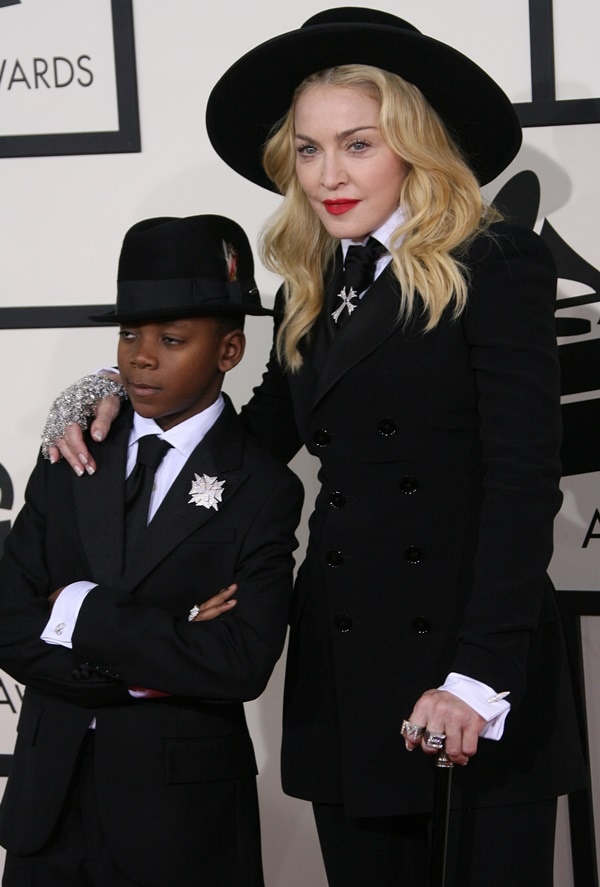 Madonna and David Banda turned heads with their coordinated Ralph Lauren suits on the Grammy Awards red carpet