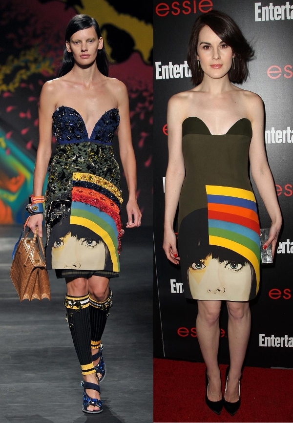 How Michelle Dockery's dress was styled on the Prada SS14 catwalk