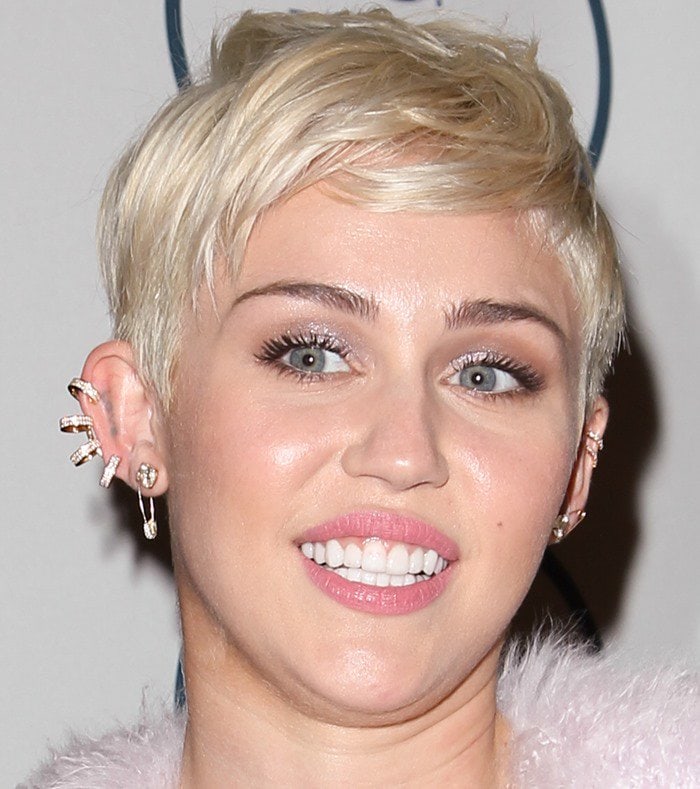 Miley Cyrus at the 56th Annual Grammy Awards Pre-Grammy Gala and Salute to Industry Icons held at The Beverly Hilton hotel in Los Angeles on January 25, 2014