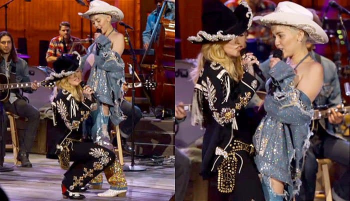 Miley Cyrus and Madonna gave a raunchy performance